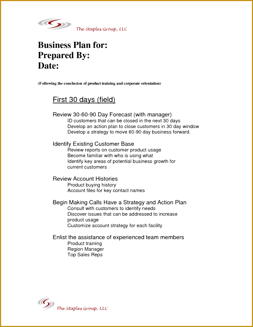 30 60 90 Day Plan Example Letter Template Word Sales A 90 Day Business 1259974