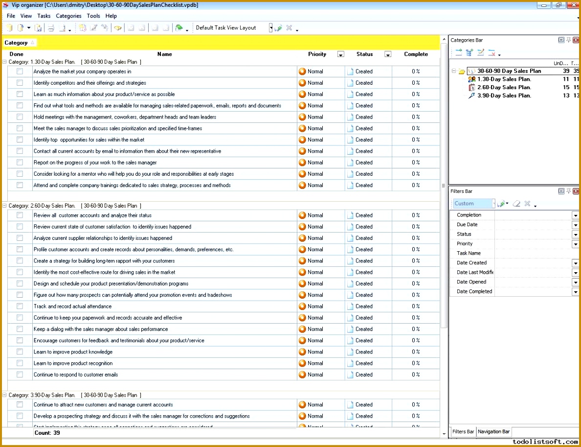 30 60 90 Day Sales Plan Checklist 9131188