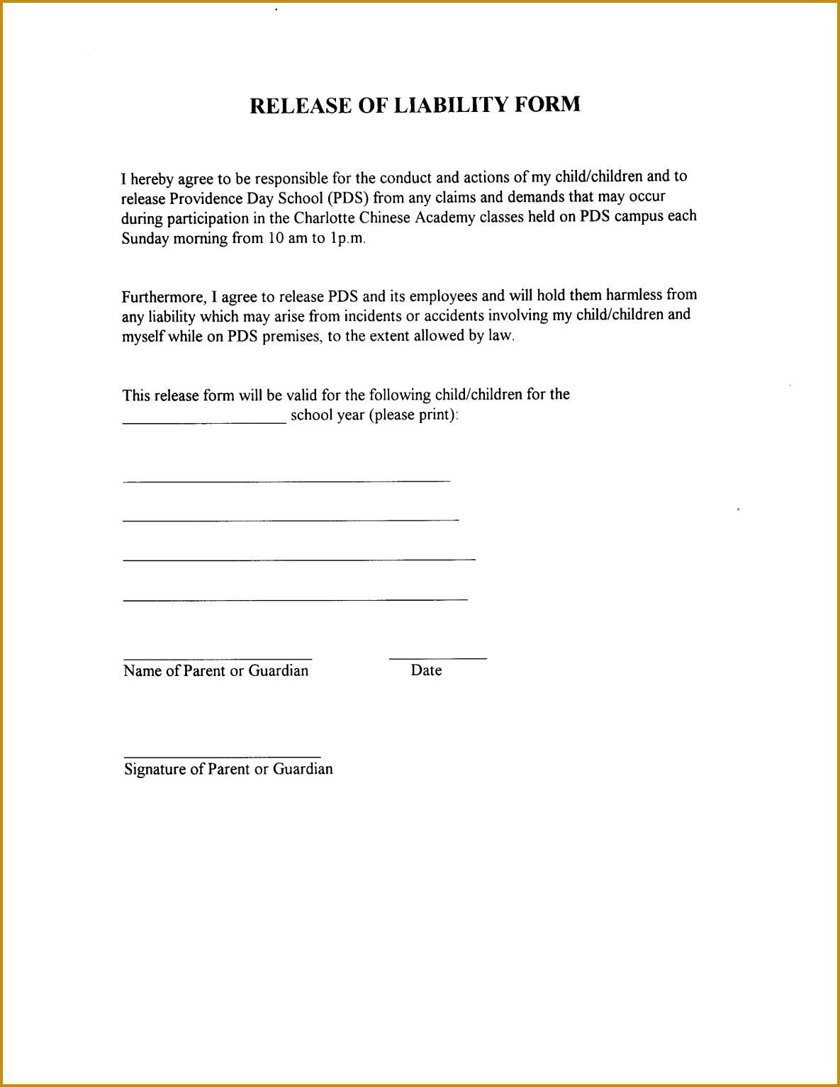 Liability Release Form Template in images release of liability sample 15341185