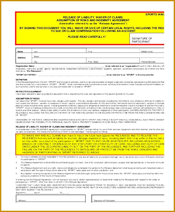 Liability Waiver Form 11 Free PDF Documents Download 678558