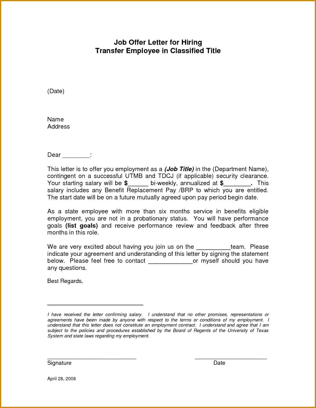 8 employee offer letter template executive resume template with regard to employment offer letter template 15431195