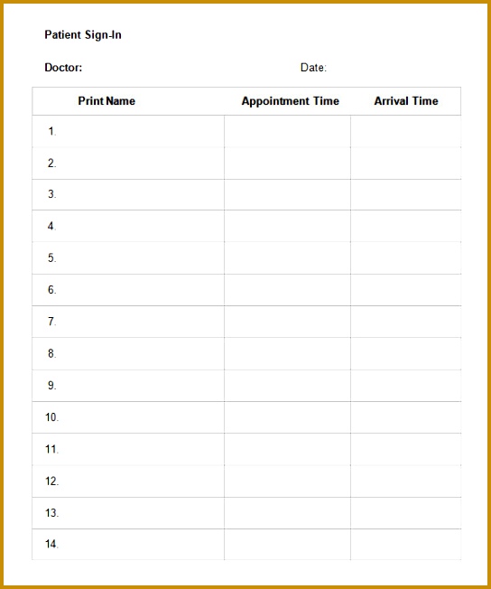 Free Printable Patient Sign In Sheet 652544