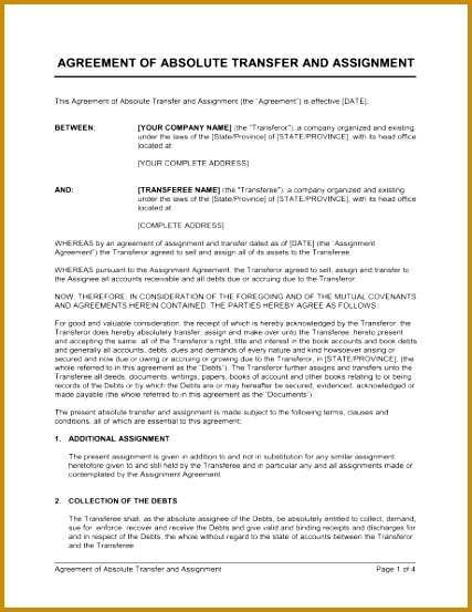 Agreement of Absolute Transfer and Assignment 553427