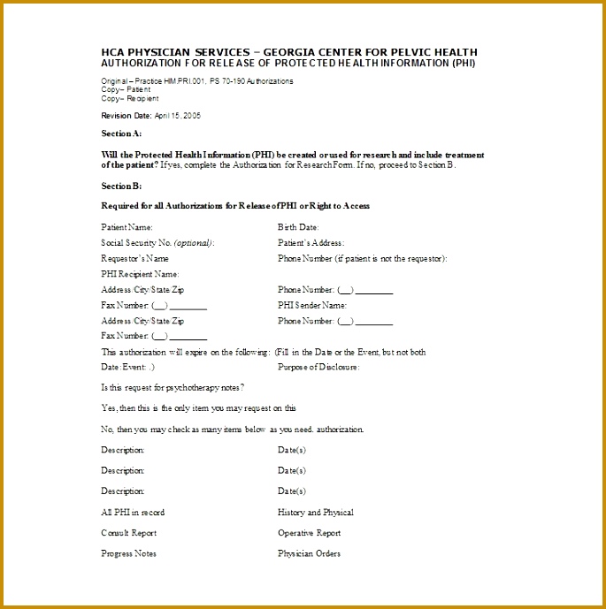 Printable Medical Release Form 29 689685