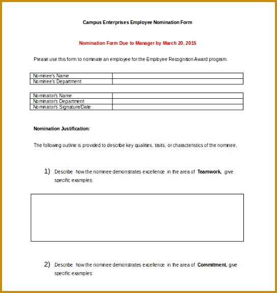 Award Nomination Form Template 12 Free Word Pdf Documents 544576