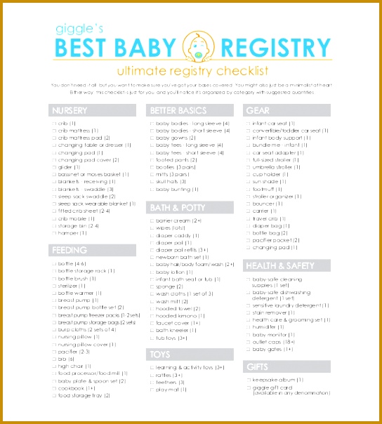 plete Baby Registry Checklist Template PDF File 544604