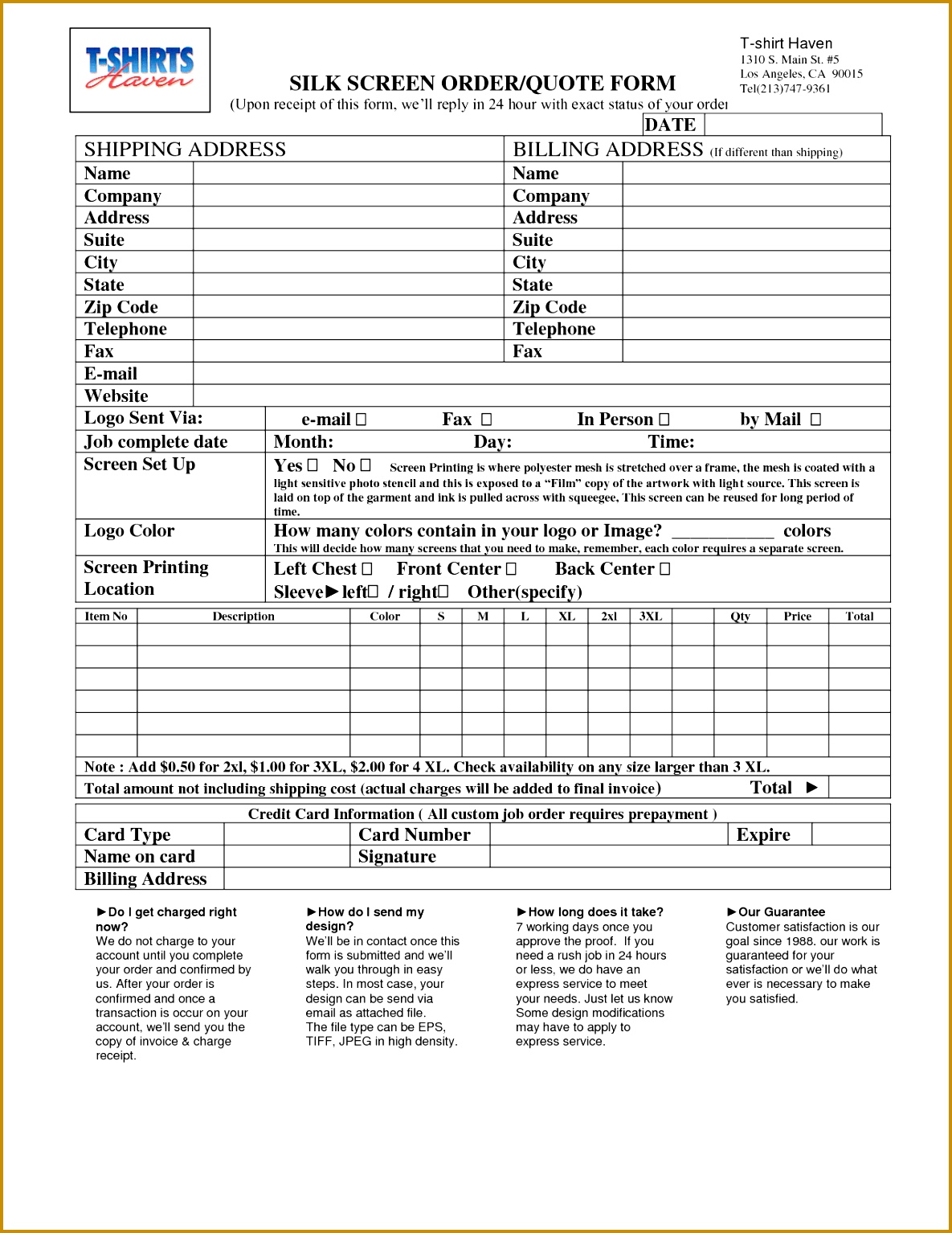 Embroidery Order Form Template 15341185