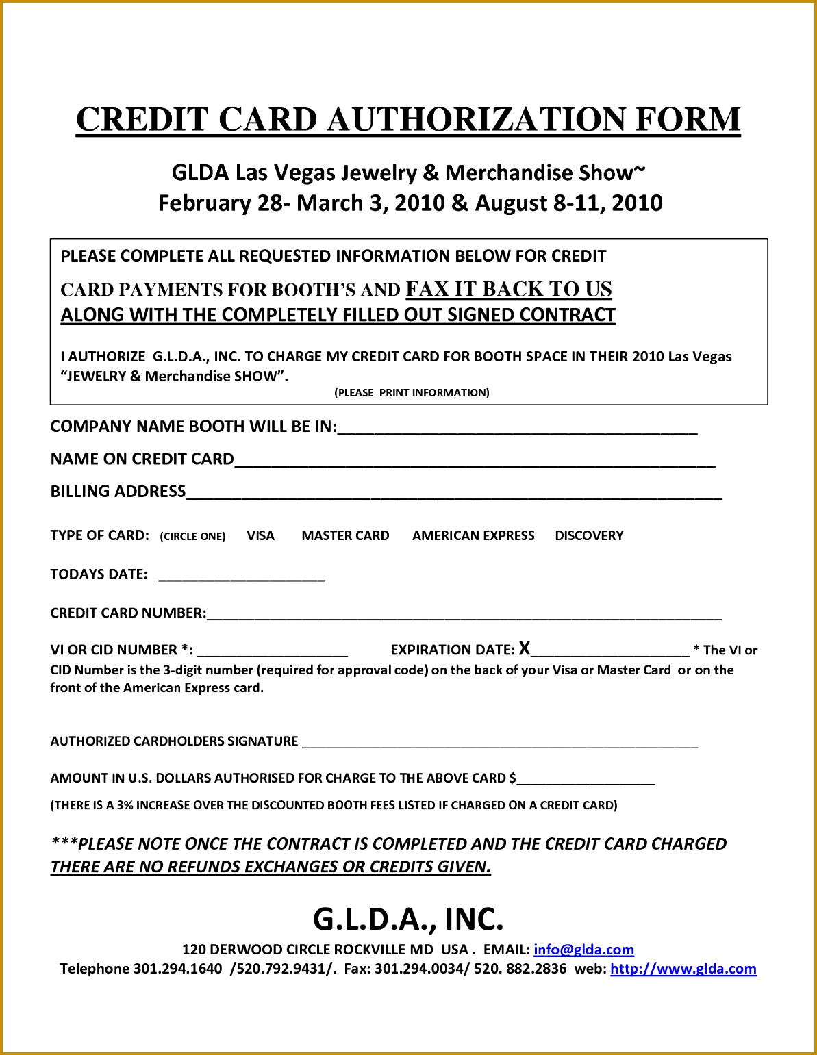 Credit Card Authorization Form Template Word Generic Credit Card 15411193