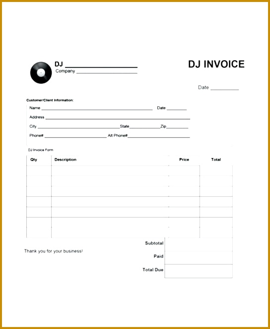 Dj Service Invoice templates DJ Invoice Template Easy DJ Invoice Template Sample e of 662544