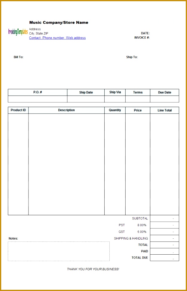 Billing Software For Grocery Shop Bakery Invoice Sample Musicstoreretailinvoicetemplate Pr Bakery Invoice Template Template Medium 968624