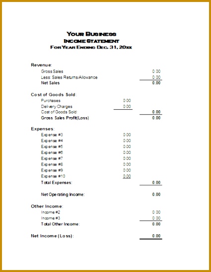 Basic In e Statement Example and Format 548425