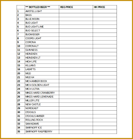 7 Beer Inventory Spreadsheet FabTemplatez