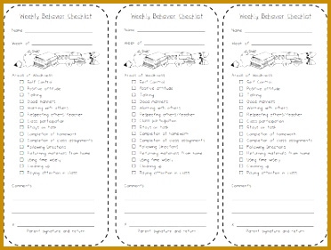 Weekly Behavior Checklist 281372