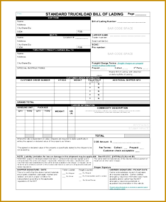 Sample Bill of Lading Form 8 Examples in Word PDF 678558