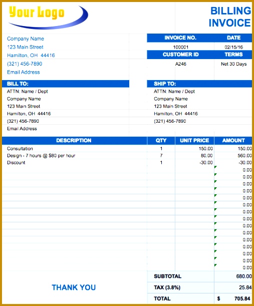 billing invoice template 507611