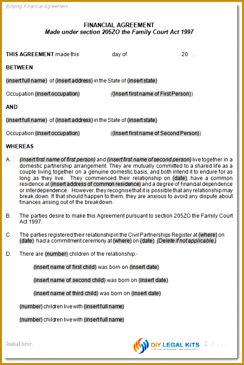 Sample financial agreement 748501