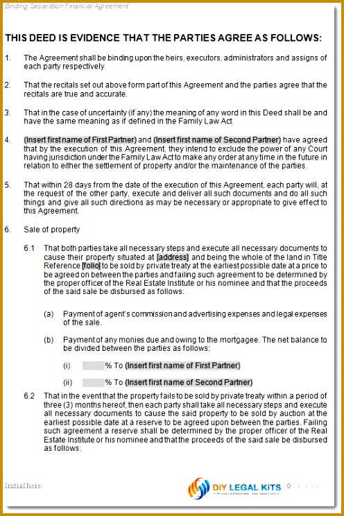 Financial agreement sample Gay Male Separation No Super Splitting · Gay Male Separation No Super Splitting 2 744496