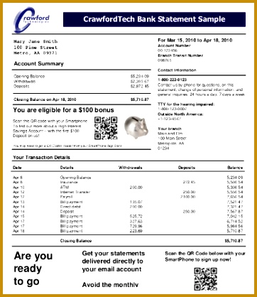 Bank Account Statement Template 362418