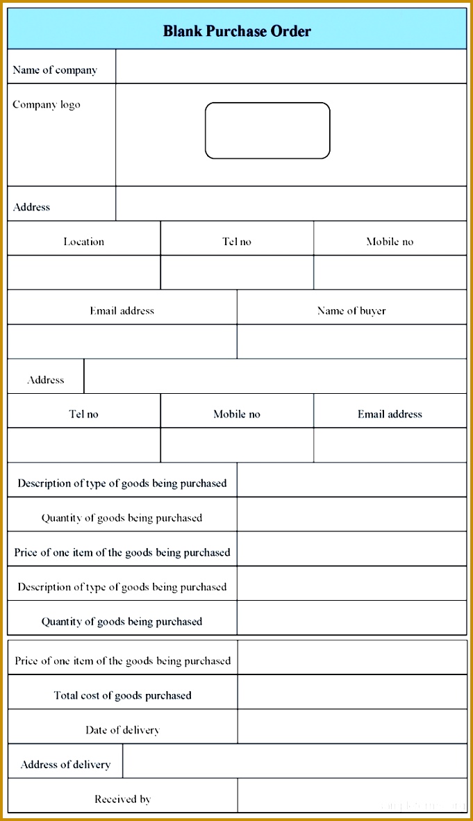 Free Printable Purchase order Template Ehuqs New Blank Purchase order form 1182681