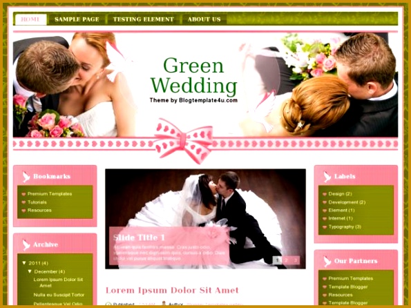 Green Wedding Demo Download Green Wedding Blogger Template 446595