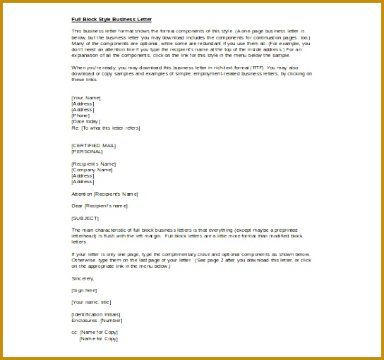 Business Letter Template 44 Free Word PDF Documents lodtj Full Block Style Business Letter Template Free Doc 544511