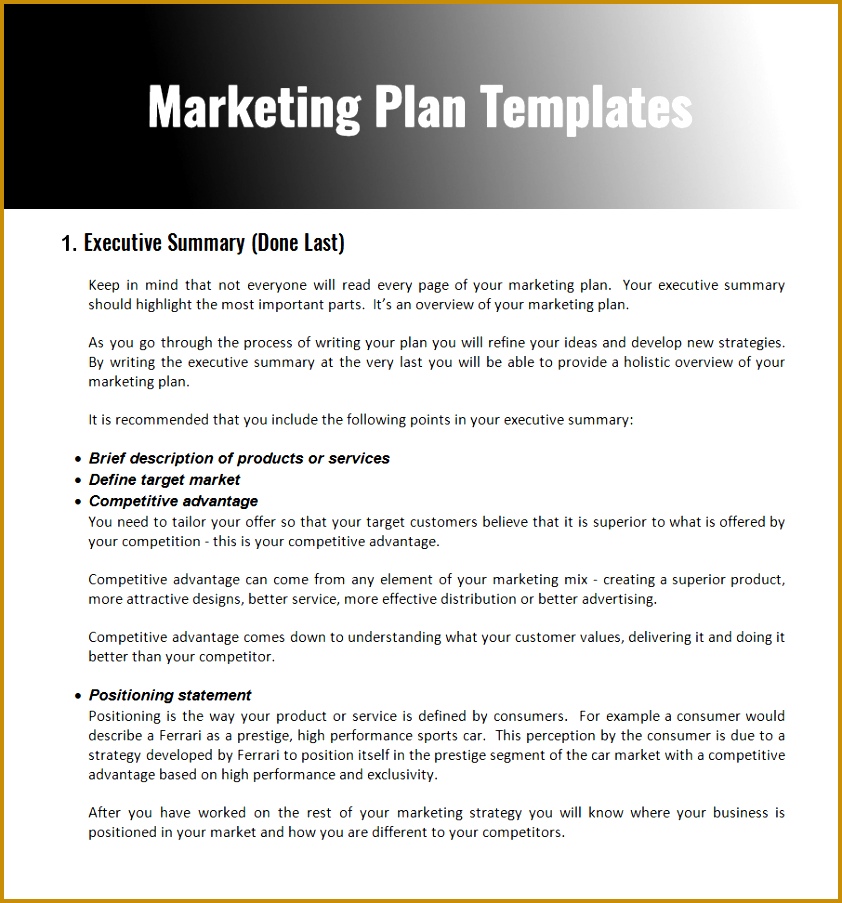 Word Document for Marketing Plan Template 903842