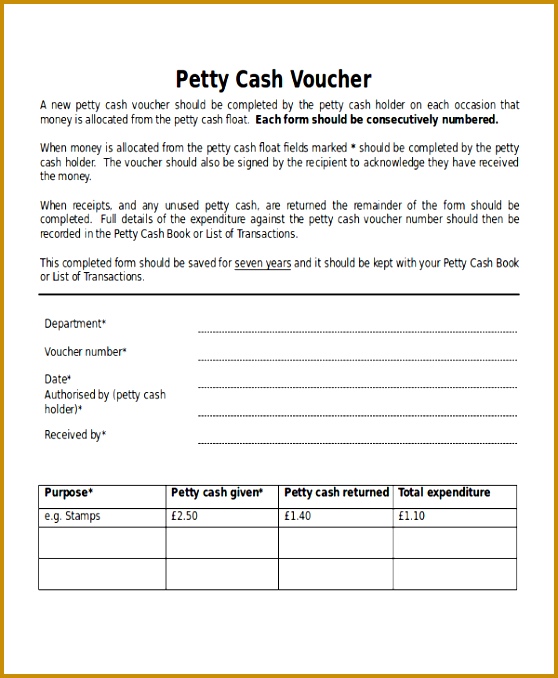 Cash Voucher Template 678558