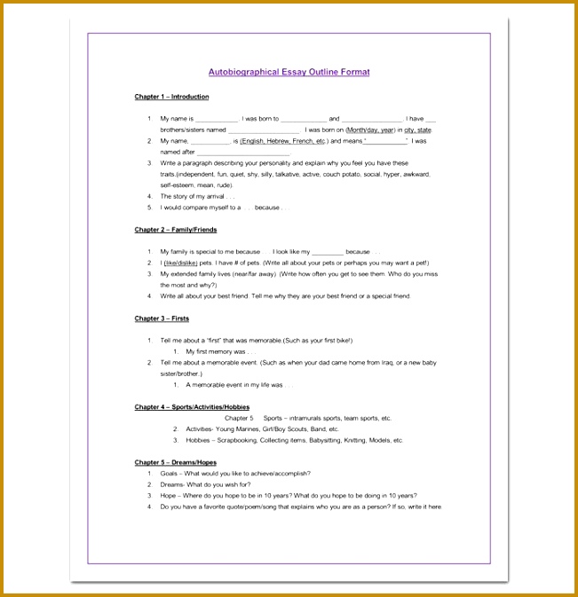 Autobiography Outline Template 23 Examples and Formats 673651
