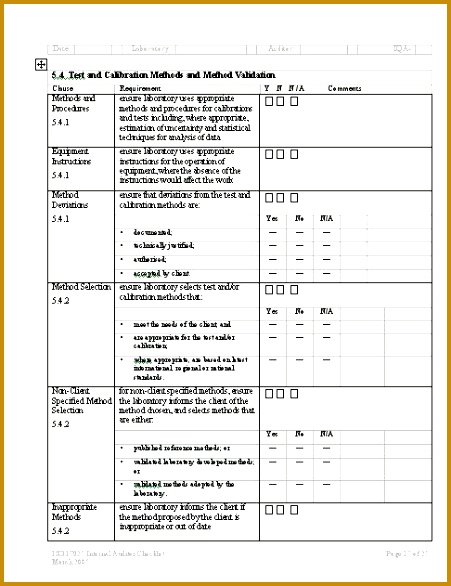 Free Download Audit Checklist Form Template Sample for Product 586451