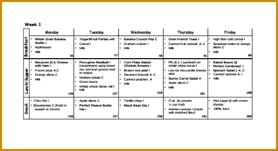 Daycare Menu Template 10 Free Printable Pdf Documents Download with regard to Daycare 296544