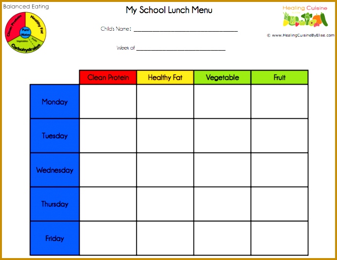 Lunch Menu Planner Template 534693