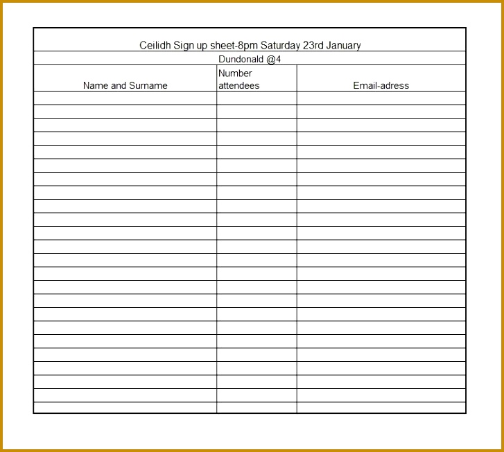 40 Sign Up Sheet Sign In Sheet Templates Word & Excel 652727