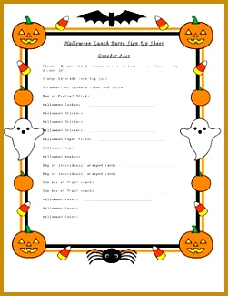 Halloween Party Sign Up Sheet 325251
