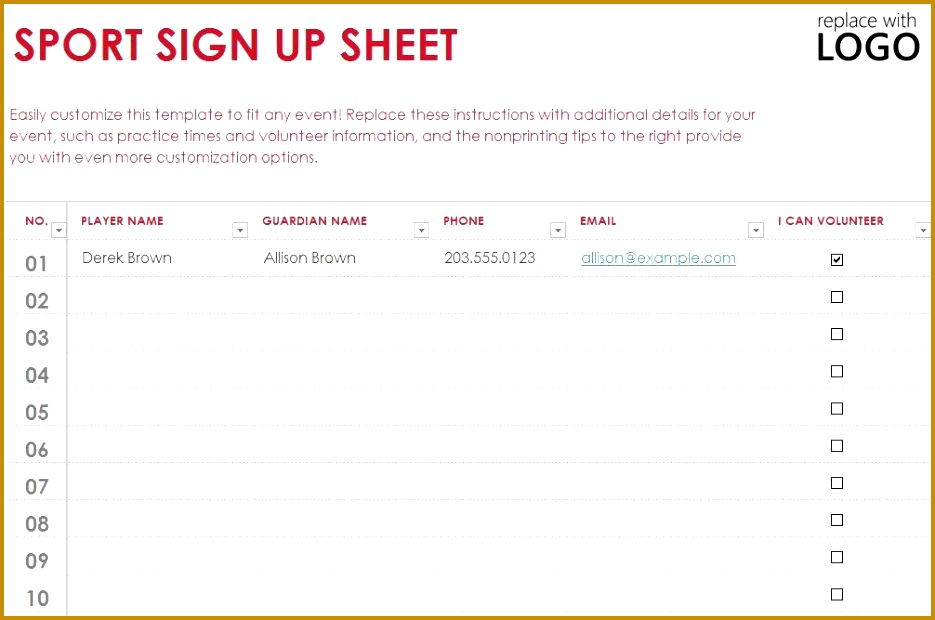 Sign Up Sheet Template 620935