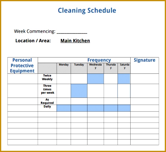 House Cleaning Schedule Template 511558