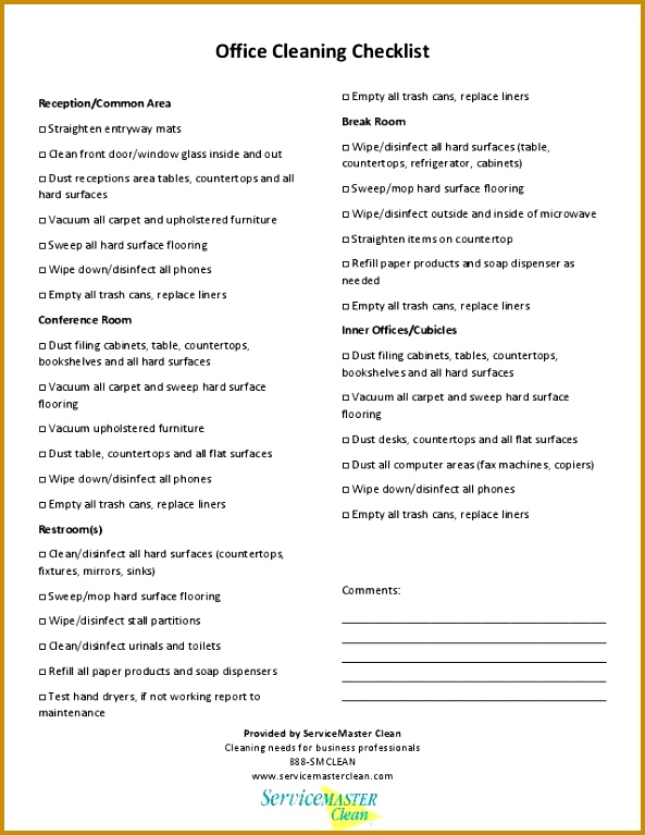 Printable fice Cleaning Checklist to Stay Neat & Clean 767593