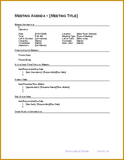 Business Meeting Agenda Template Outline format Screenshot 636491