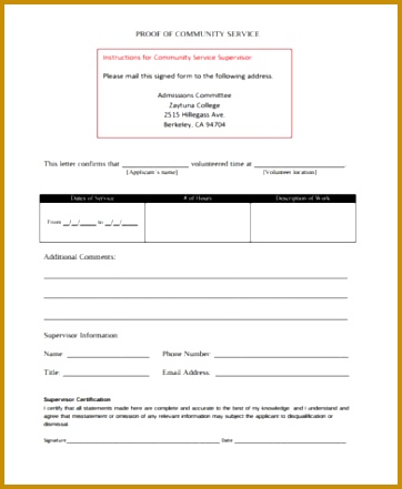 Sample Proof of Service Form 8 Examples in PDF munity service form 362441