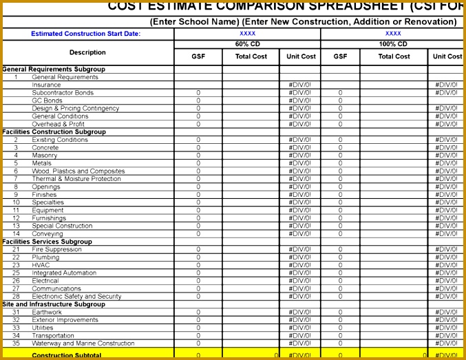 Cost parison Spreadsheet Template 677523