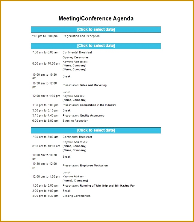 Printable Meeting Agenda Template 37 739648