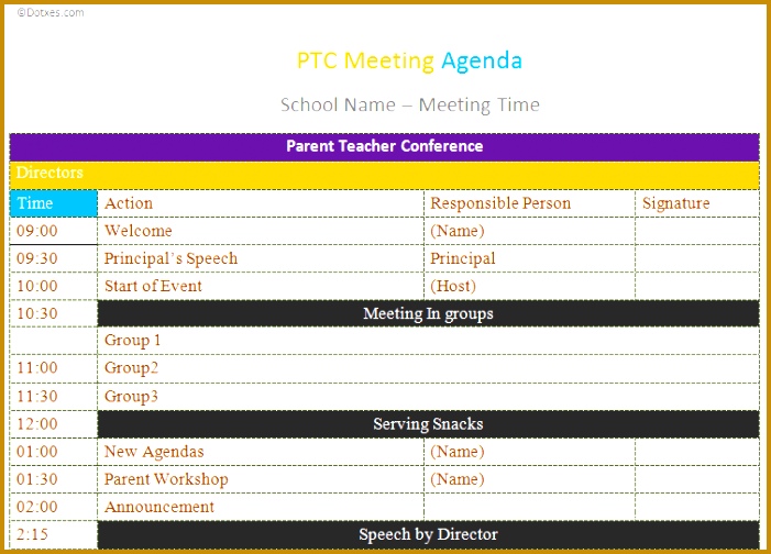 Use PTC meeting agenda template to make your munications better between parents and educators 504701