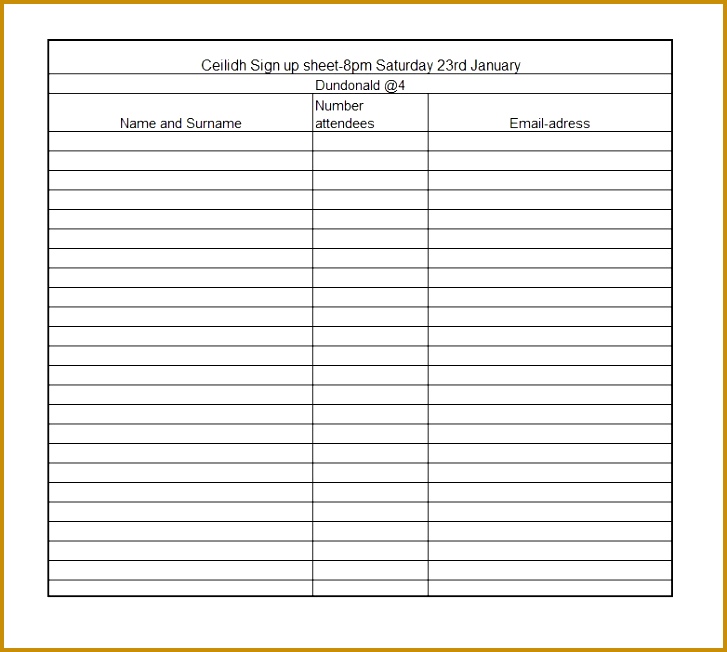 40 Sign Up Sheet Sign In Sheet Templates word & Excel – Free 652727