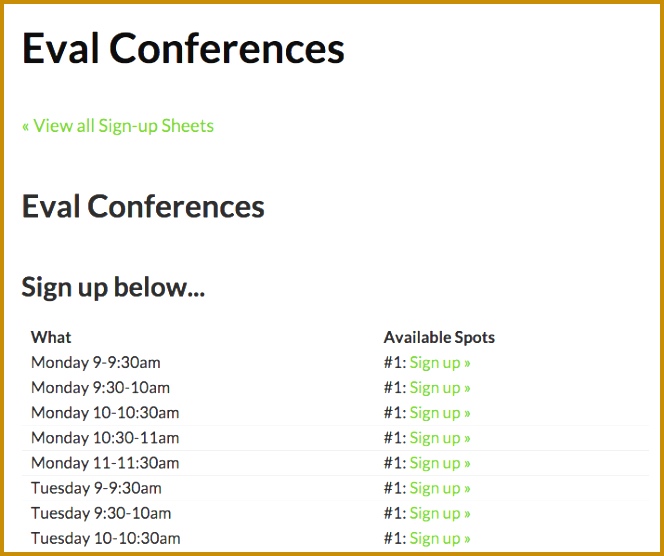 Example Eval Conference Sign up Page in WordPress Example View 664556