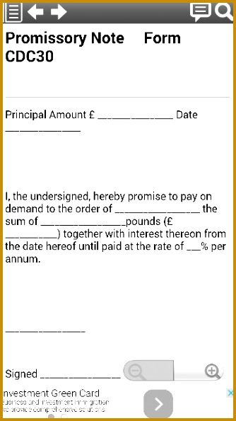 Promissory Note legal form contract template from smartphone legal form app 595334
