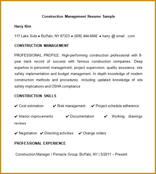 Collection of Solutions Construction Resume Sample Free Sample Proposal 544604