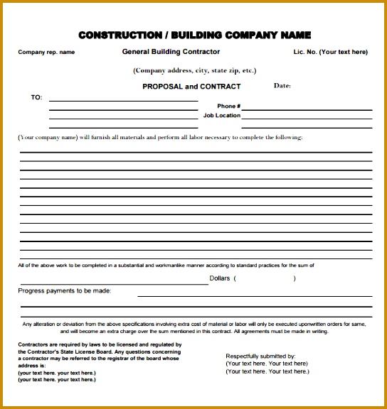 contractor proposal template free 544576
