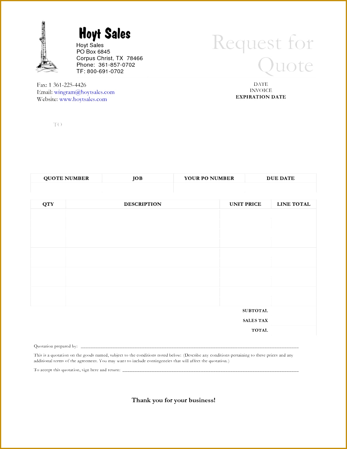 Blank Quote Form Template 15341185