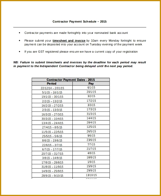 Contract Payment Schedule Templates 7 Free Word PDF Format 558678