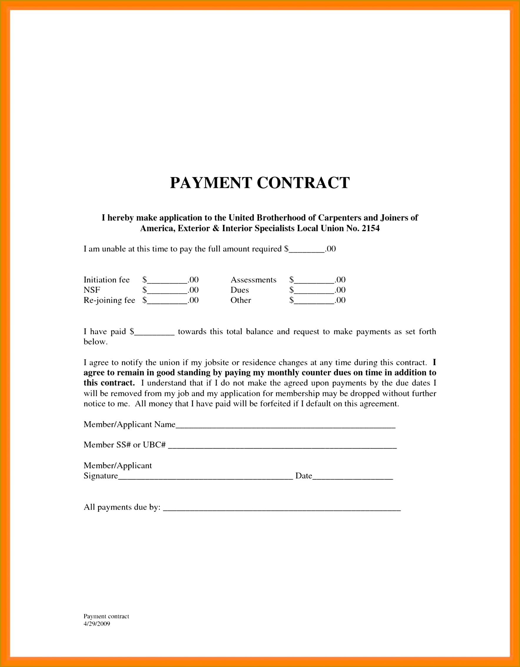 Doc Payment Plan Agreement Template Payment Plan Contract 22651767