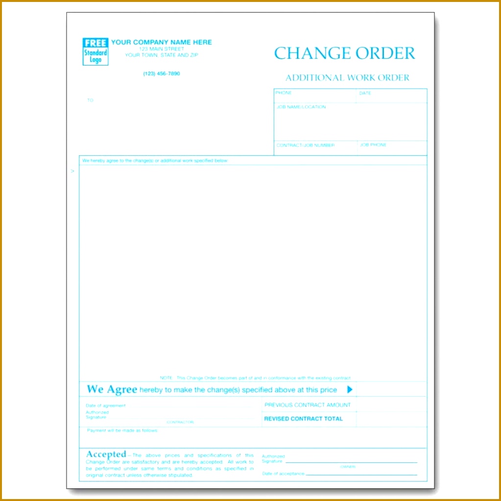 Contractor Change Order Forms Free ficial Resignation Letter Format Contractor Change Order Forms Free Change Order Form Template Harley 10231023
